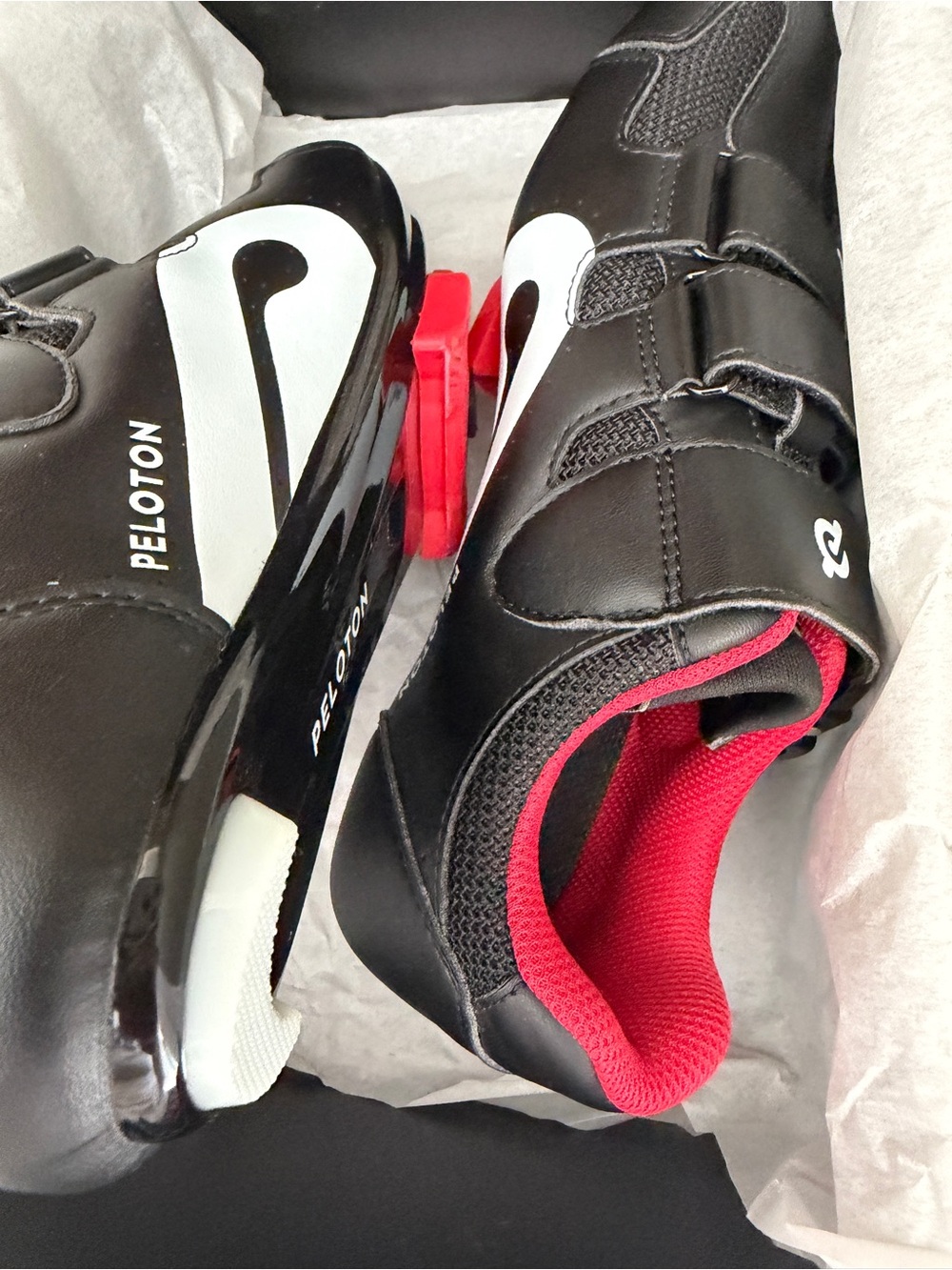 Peloton Black Cycling Shoes with Red Collar - Picture 2 of 3